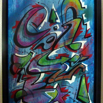 Schilderij getiteld "Tag n° 2120" door Saname, Origineel Kunstwerk, Acryl