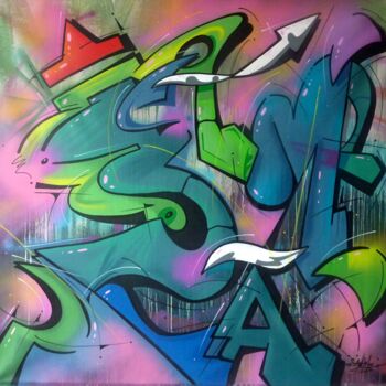Painting titled "100 titres 88" by Saname, Original Artwork, Spray paint