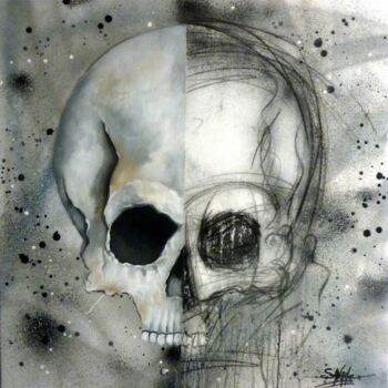 Peinture intitulée "Crâne n°2210" par Saname, Œuvre d'art originale, Acrylique Monté sur Châssis en bois