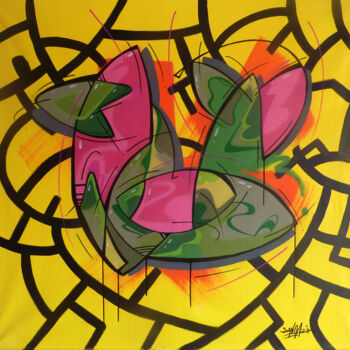 Schilderij getiteld "Fish n°2306" door Saname, Origineel Kunstwerk, Graffiti