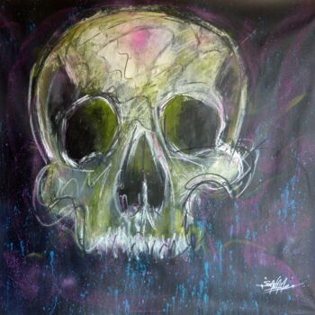 Pintura intitulada "Crâne n°2303" por Saname, Obras de arte originais, Tinta spray