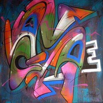 Schilderij getiteld "Trace n° 2404" door Saname, Origineel Kunstwerk, Graffiti