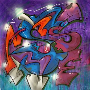 Painting titled "Trace n° 2411" by Saname, Original Artwork, Spray paint