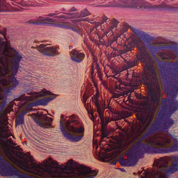 Painting titled ""Dormant Dragon"" by Sana Zee, Original Artwork, Oil