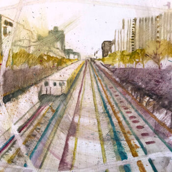 Peinture intitulée "Rail" par Sánchez Gruffy, Œuvre d'art originale, Huile