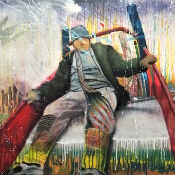 Painting titled "Toboggan" by Sánchez Gruffy, Original Artwork, Oil Mounted on Wood Stretcher frame