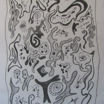 Dibujo titulada "Signos danzantes vi…" por Jorge Alberto Sánchez Conte, Obra de arte original, Carbón