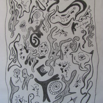 Tekening getiteld "Signos danzantes vi…" door Jorge Alberto Sánchez Conte, Origineel Kunstwerk, Houtskool