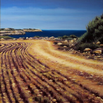 Pittura intitolato "Seaside camps" da Sand, Opera d'arte originale, Olio Montato su Telaio per barella in legno