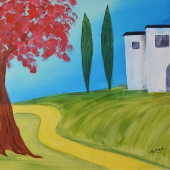 Painting titled "La campagne" by Sand Art Paint, Original Artwork, Acrylic