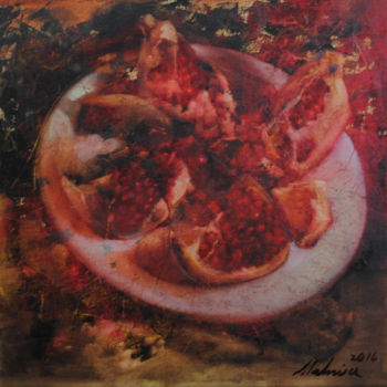 Painting titled "granātābols" by Sanda Malniece, Original Artwork, Oil