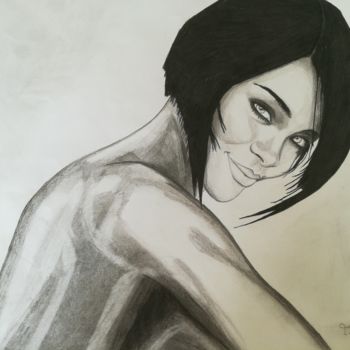 Drawing titled "Rihanna" by Tamara Sonnenberg-Stühmer, Original Artwork, Pencil