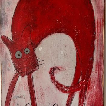 Peinture intitulée "le chat" par Sandra Febvre, Œuvre d'art originale, Acrylique