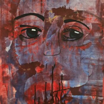Painting titled "Abstract face 3" by Sandi Goodwin, Original Artwork, Acrylic