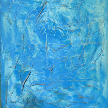 Painting titled "Turquoise craquelé" by Sand Laurans, Original Artwork, Acrylic