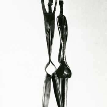 Skulptur mit dem Titel "Les flammes dorées…" von Sándor Móga, Original-Kunstwerk, Metalle