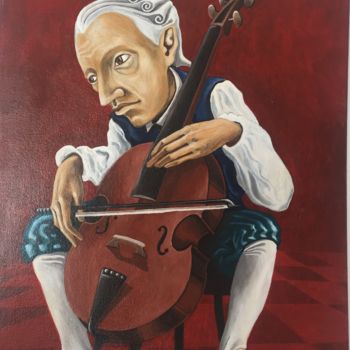Painting titled "Cellist" by Alin Sandor, Original Artwork, Acrylic
