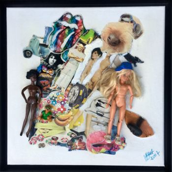 Collages intitolato "« Dog Pop and Calif…" da Sandra Aime, Opera d'arte originale
