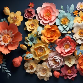 Digitale Kunst getiteld "Flowers_" door Sandra Canuel, Origineel Kunstwerk, AI gegenereerde afbeelding