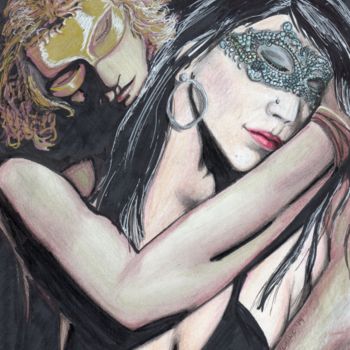 Disegno intitolato "mascarade: Elios et…" da Sandra Chapdelaine, Opera d'arte originale, Altro