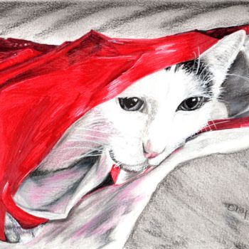 Dessin intitulée "le-chat-sort-du-sac…" par Sandra Chapdelaine, Œuvre d'art originale, Autre