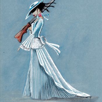 Disegno intitolato "belledelouestmed.jpg" da Sandra Chapdelaine, Opera d'arte originale, Matita