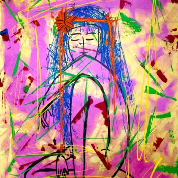 Painting titled "petite indienne d a…" by Sandra Cremonese, Original Artwork, Acrylic
