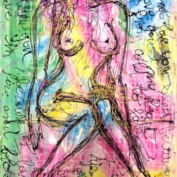 Painting titled "femme nue 14 cummin…" by Sandra Cremonese, Original Artwork, Acrylic