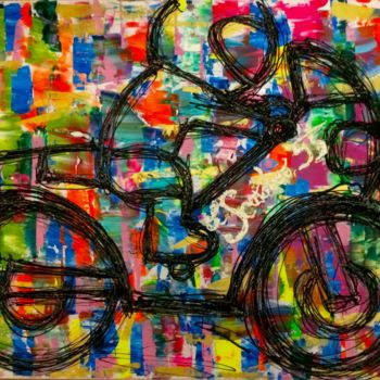 Pintura titulada "petit motard" por Sandra Cremonese, Obra de arte original, Acrílico