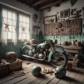 Digitale Kunst getiteld "Motorcycle 1" door Sandra Egbers (My-AI-Art), Origineel Kunstwerk, AI gegenereerde afbeelding