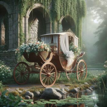 Digital Arts titled "Princess Carriage 1" by Sandra Egbers (My-AI-Art), Original Artwork, AI generated image