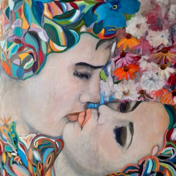 Pittura intitolato "Quand tu m'aimais" da Sandra Land, Opera d'arte originale, Olio Montato su Telaio per barella in legno