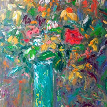 Painting titled "Poésie#Fleur#n'a pa…" by Sandra Land, Original Artwork, Oil