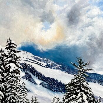 Peinture intitulée "Paysage de neige Gr…" par Sandra Llorca, Œuvre d'art originale, Huile Monté sur Châssis en bois