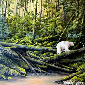Pintura intitulada "L’âme de la forêt,…" por Sandra Llorca, Obras de arte originais, Acrílico Montado em Armação em madeira