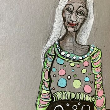Malerei mit dem Titel "robe colorée" von Sandra Ludwig, Original-Kunstwerk, Tinte
