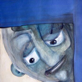 Pintura intitulada "have the blues" por Sandra Ludwig, Obras de arte originais, Aquarela