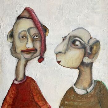 Картина под названием "Perfect dialogue" - Sandra Ludwig, Подлинное произведение искусства, Акварель Установлен на Алюминий
