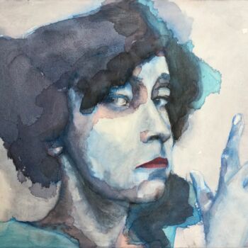 Painting titled "Colette II" by Sandra Ludwig, Original Artwork, Watercolor Mounted on Wood Panel