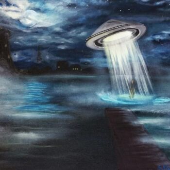 Painting titled "Ufo" by Sandra Maciantowicz, Original Artwork, Acrylic