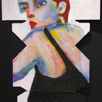 Peinture intitulée "Femme au regard au-…" par Sandra Paris, Œuvre d'art originale, Acrylique