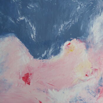 Painting titled "Nu bleu et rose" by Sandra Pohin, Original Artwork, Acrylic Mounted on Wood Stretcher frame