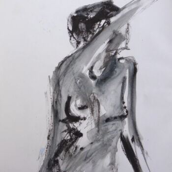 Drawing titled "Nu au bras levé" by Sandra Pohin, Original Artwork, Pastel