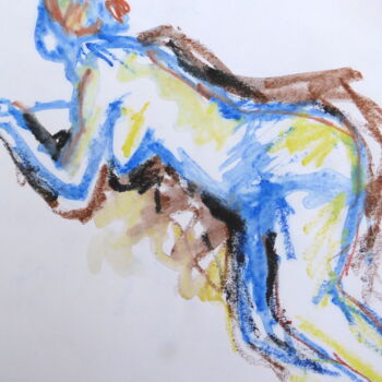Drawing titled "Nu semi-allongé" by Sandra Pohin, Original Artwork, Pastel