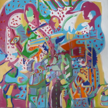 Schilderij getiteld "Fête foraine" door Sandra Pohin, Origineel Kunstwerk, Acryl