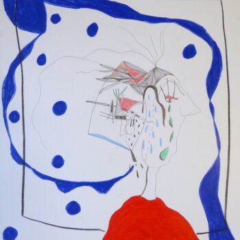 Dessin intitulée "Dans la tête" par Sandra Pohin, Œuvre d'art originale, Graphite