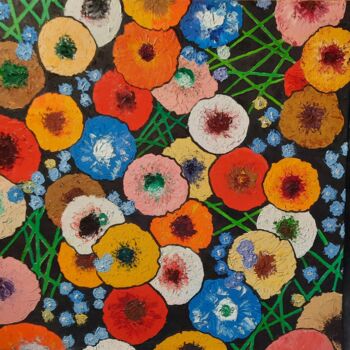 Malerei mit dem Titel "Flores de Verão" von Sandra Sousa, Original-Kunstwerk, Öl