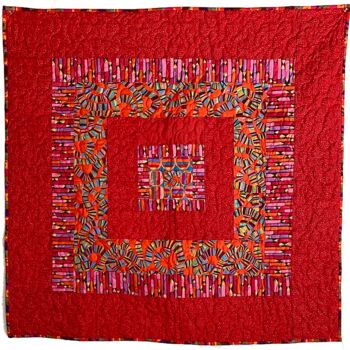 Arte têxtil intitulada "Red Orange Composed" por Sandra Teepen, Obras de arte originais, Tecido