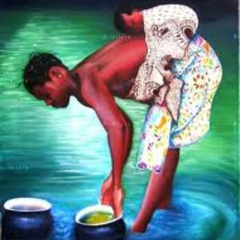 Pintura titulada "Africana con bebe" por Sandra Belluzzo, Obra de arte original, Oleo