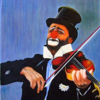 Pintura titulada "Payaso con violin" por Sandra Belluzzo, Obra de arte original, Oleo